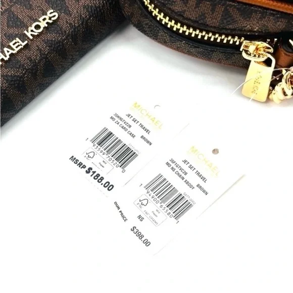 Michael Kors Medium NS Chain Xbody Bag & Jet Set Travel MD ZA Card Case Wallet
